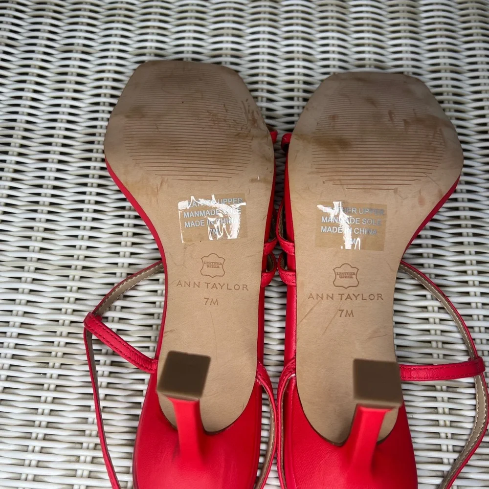 Ann Taylor Red Strappy Slingback Heels sz 7